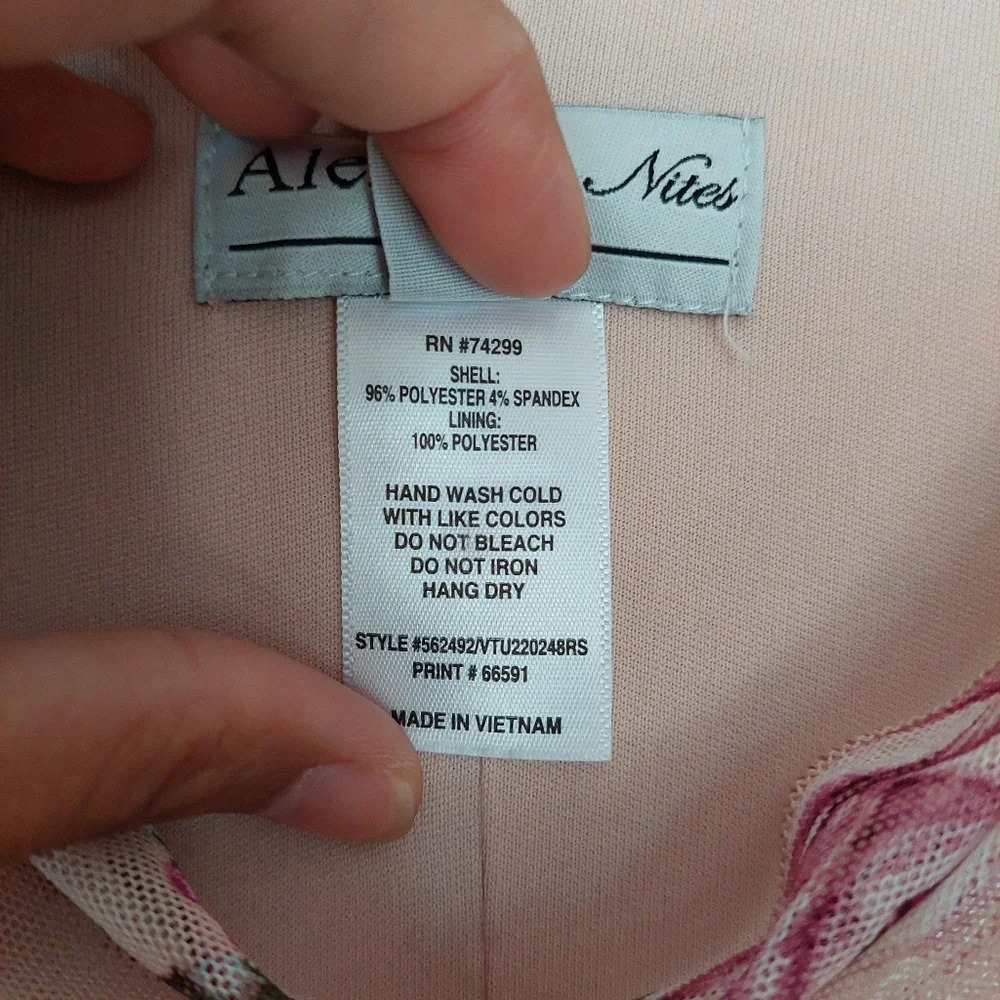 ALEXA B Nites Sheer Lined Pink Floral Maxi Dress Size‎ 4P - Picture 4 of 9